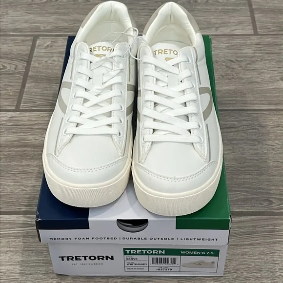Tretorn Women’s White & Gray Sneakers size 7.5 NEW!! - Picture 8 of 9
